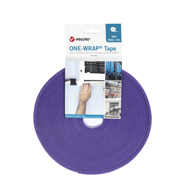16mm VELCRO® Brand ONE-WRAP® Tape Purple. 25m Roll.