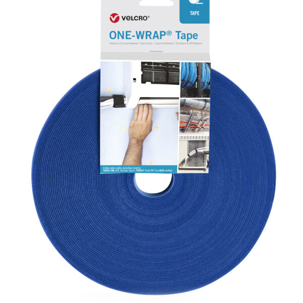 16mm VELCRO® Brand ONE-WRAP® Tape Royal Blue. 25m Roll.