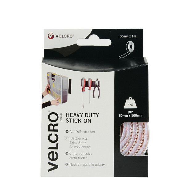 VELCRO® Brand Heavy Duty Stick On Tape 1m White.  EC60242