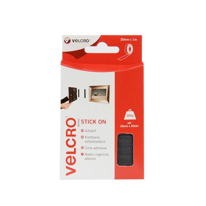 VELCRO® Brand Stick On Tape 1m Black.  EC60211.