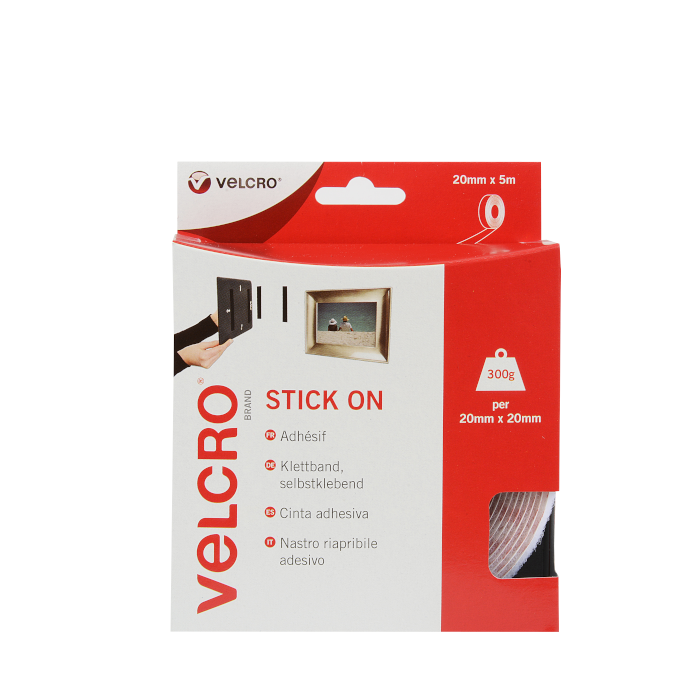VELCRO® Brand Stick On Tape 5m White.  EC60216.
