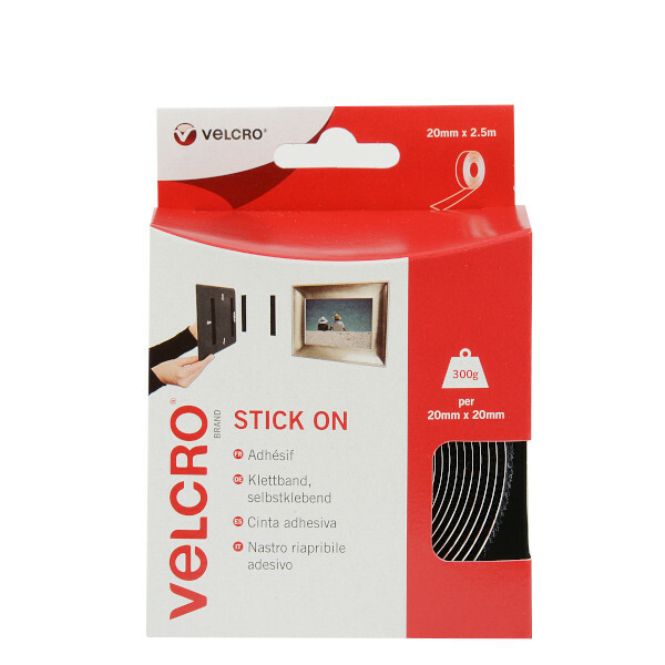 VELCRO® Brand Stick On Tape 2.5m Black.  EC60215.