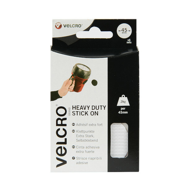 VELCRO® Brand Heavy Duty Stick On Coins White EC60249.
