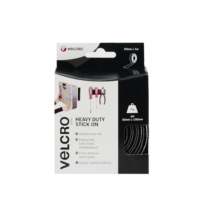 VELCRO® Brand Heavy Duty Stick On Tape 1m Black.  EC60241