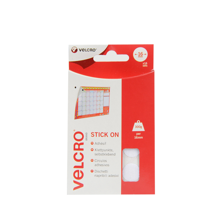 VELCRO® Brand Stick On Coins White. EC60227.