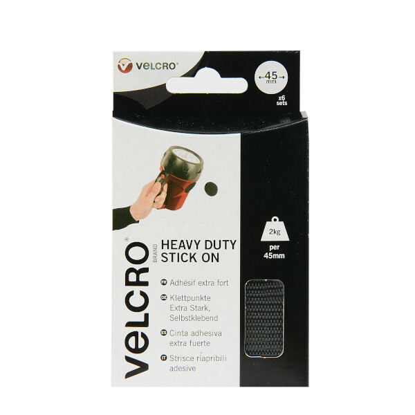 VELCRO® Brand Heavy Duty Stick On Coins Black EC60248.