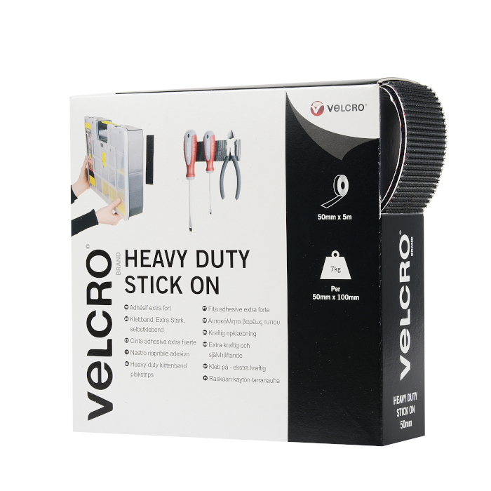 VELCRO® Brand Heavy Duty Stick On Tape 5m Black.  EC60243