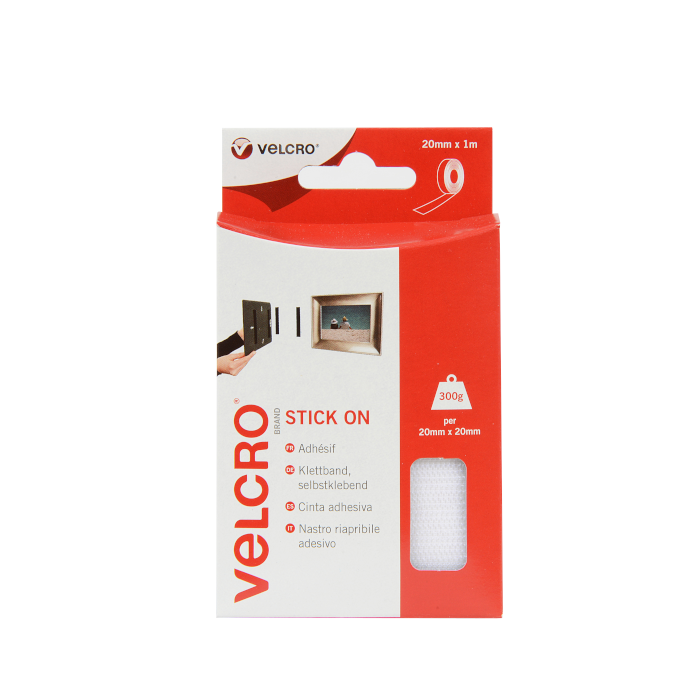 VELCRO® Brand Stick On Tape 1m White.  EC60210.