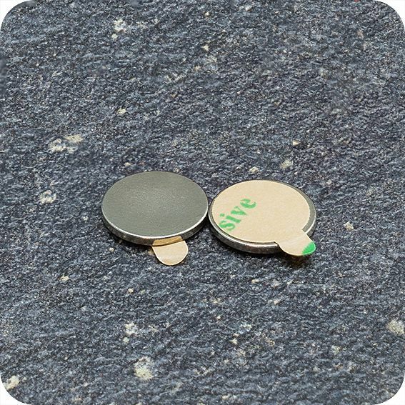 Neodymium Self-Adhesive 9.5mm Disc Magnets.  Pack of 20.
